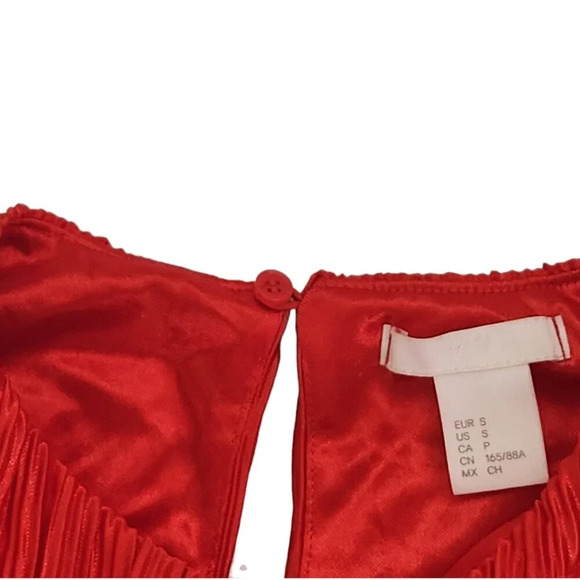 H&M Sheath Dress Size S Red Cocktail Mini Pleated - Picture 7 of 7